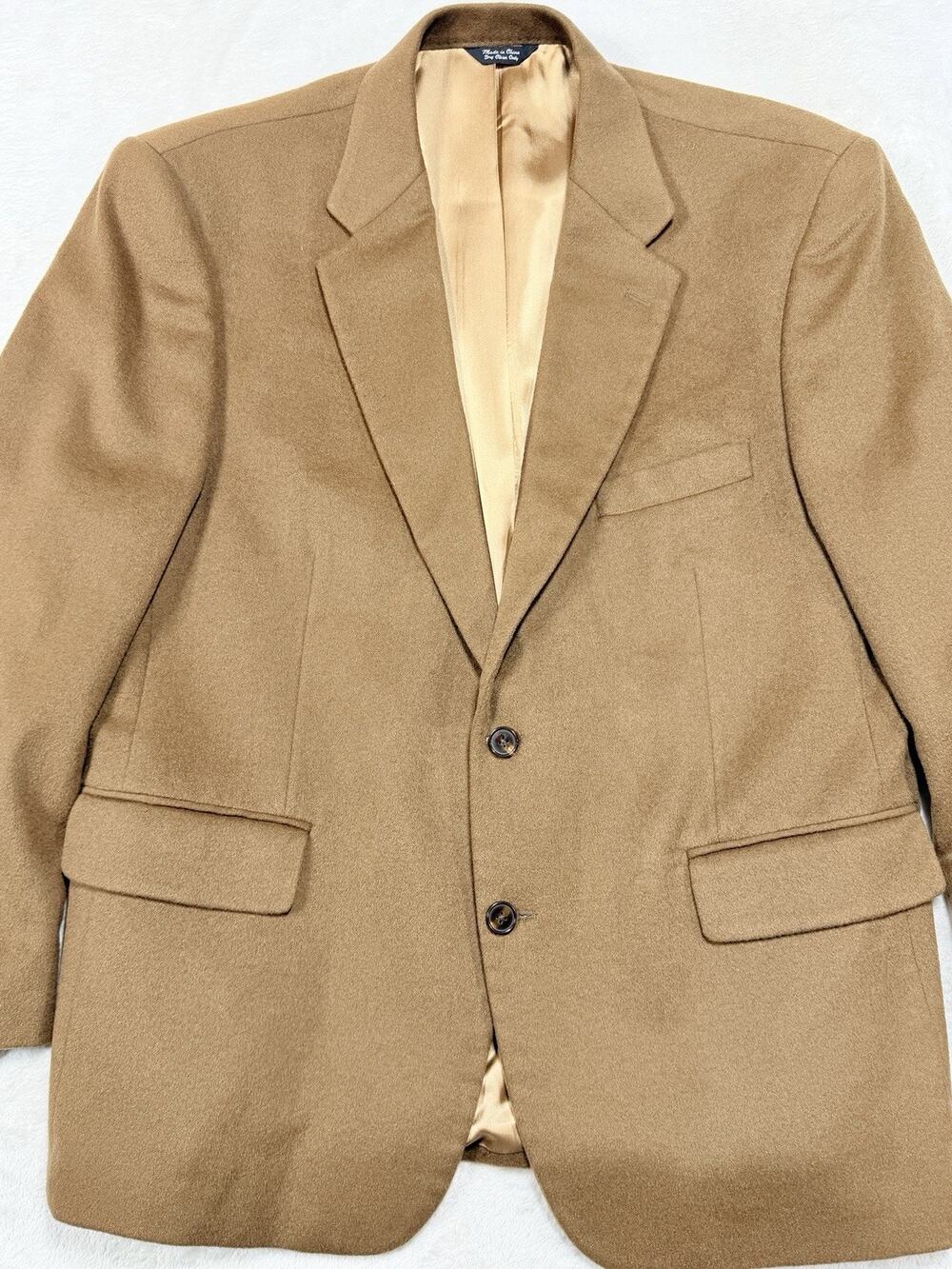 Haspel 100% Cashmere Blazer Mens 44R Cognac Brown Sport Coat Quiet Luxury Sz 44R